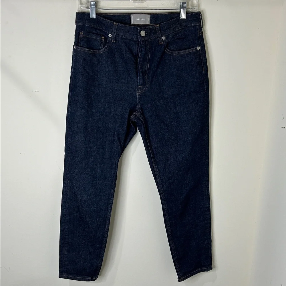 Everlane High Rise Ankle Jeans Dark Wash Cotton Straight Ankle Size 29